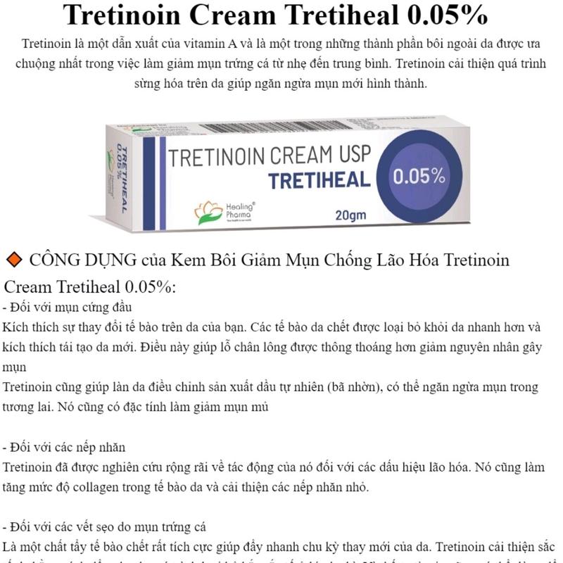 KEM Mụn ẩn, viêm, chống lão hóa sần sùi  Tretiheal Tretinoin