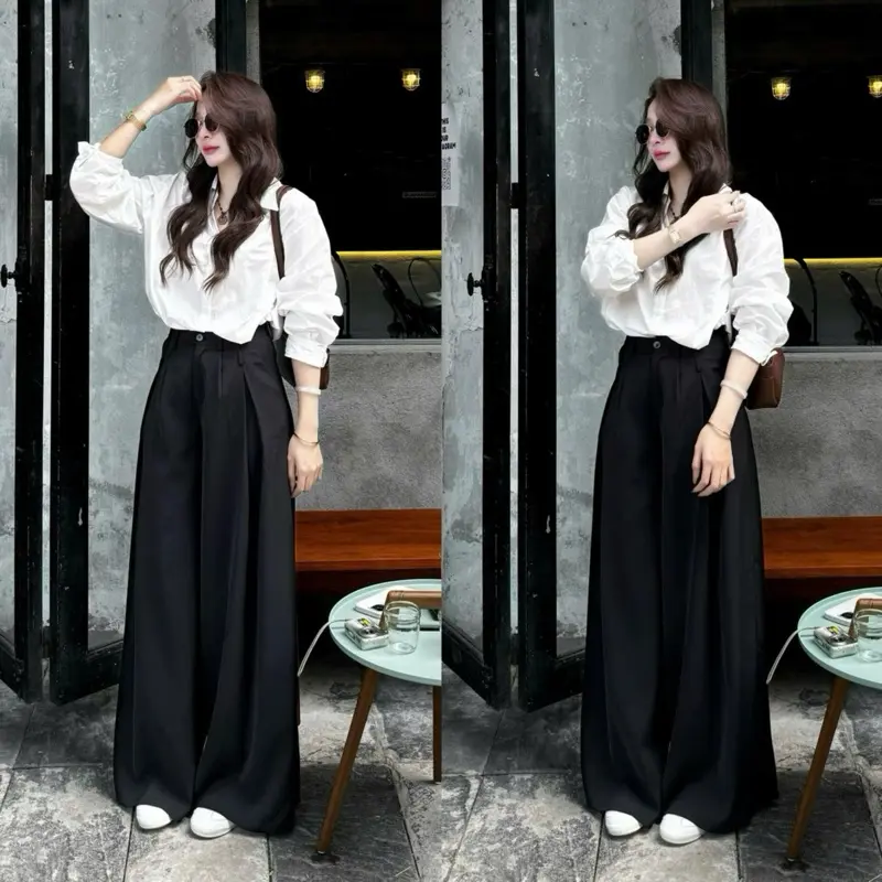 (QUẦN ỐNG SIÊU RỘNG 38CM) Quần tây suông xếp ly ống rộng dài chùm phủ chân Q508 OLDSCHOOL 3