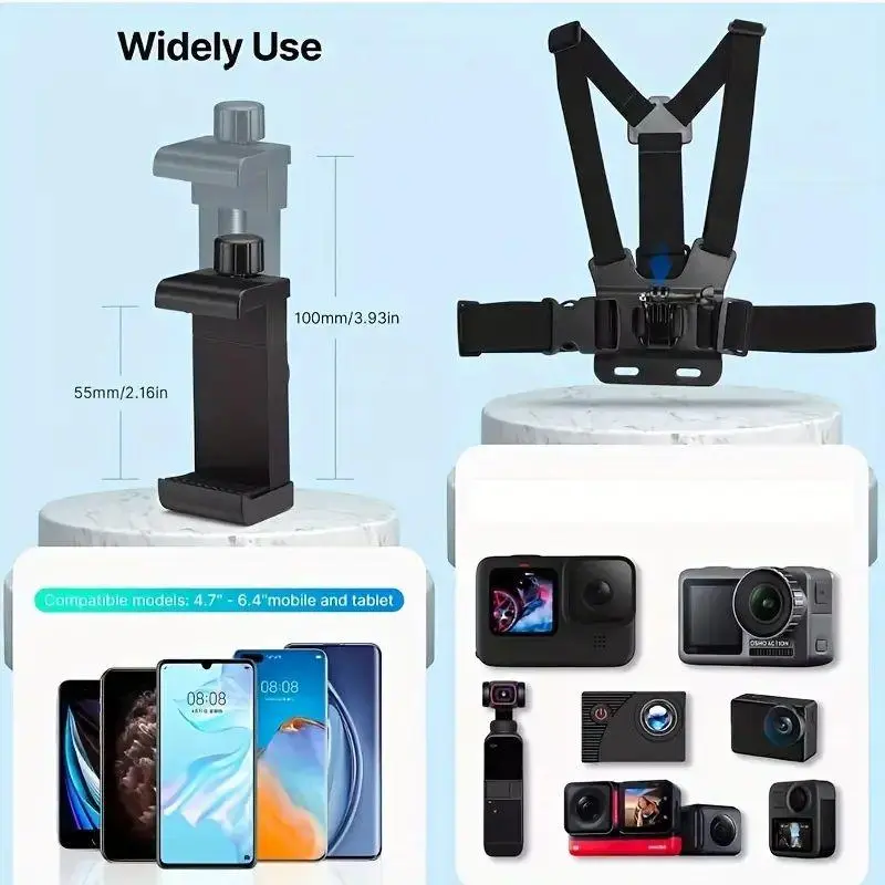Kit de montaje con correa para cámara de acción y clip para teléfono, compatible con GoPro, Osmo Action y smartphones, accesorios para cámaras deportivas ELECCIONES - Foto 8