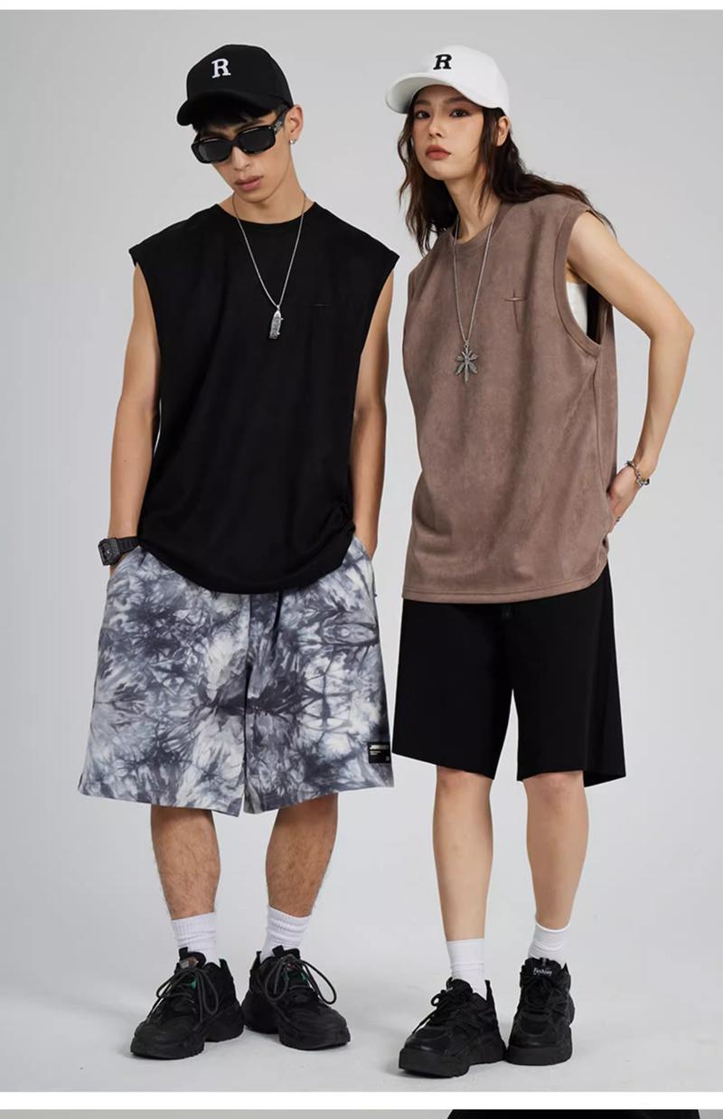 Product Introduction of American Style Sleeveless Vest for Men Summer Suede Embroidered Tank Top Trendy Loose Sports Shirt 3