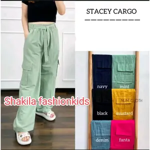 Shakila Fashionkids STACEY CARGO Celana Cargo Anak Perempuan Bahan Sigaret Nyaman & Adem Size 18-26 untuk Usia 6-13 Tahun