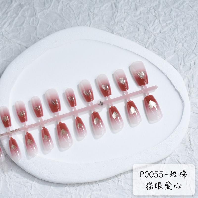 Miếng Dán Móng Tay Làm Sáng, Thiết Kế Trái Tim Ngắn, Chất Lượng Cao Cấp, Có Thể Tháo Rời, Ins Mẹo Làm Móng, Thích Hợp Cho Học Sinh, Móng Tay Có Thể Đeo Thành Phẩm Hàng Mới Về 7