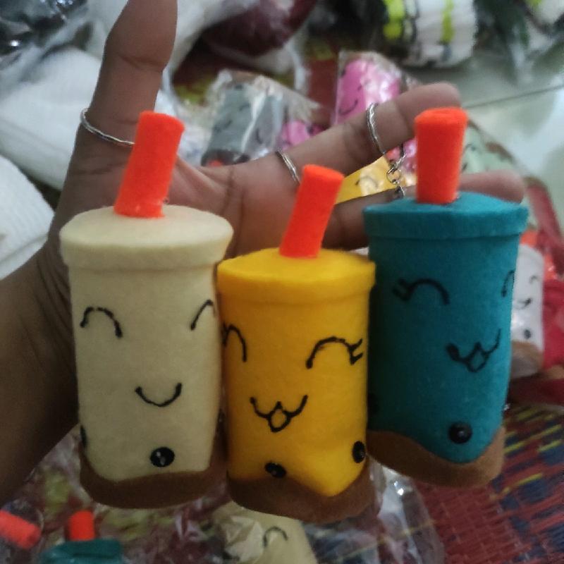 paket gantungan kunci boba flanel isi 10pcs 3