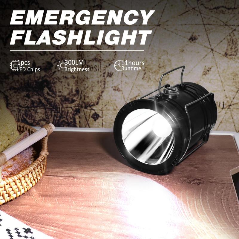 Product Introduction of Solar Powered Flashlight Lamp, Outdoor Camping Lamp, Usb Charging Hand Lamp, Suitable for Camping Hiking Fishing Expedition, Travel Accessories 3