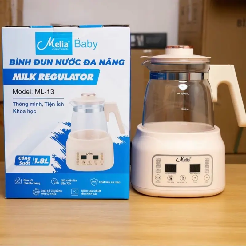 Bình hâm sữa cho bé 1800ml, chia vạch, bảo hành 12 tháng Voi