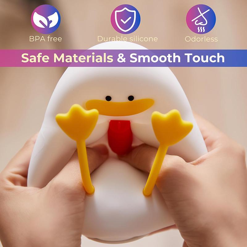 Product Introduction of Cute Duck Design Night Light, USB Rechargeable Silicone Night Light, 30 Minutes Timer & Tap Control Night Light for Kids Room Decor 5