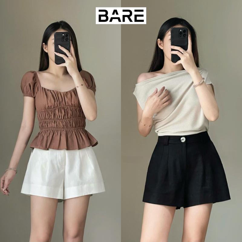 Product Introduction of BARE_Quần Đùi Lưng Cao Ống Rộng Bo Chun Sau Chất Linen Phong Cách Nhẹ Nhàng Nữ Tính_Q095 Women Pants 10