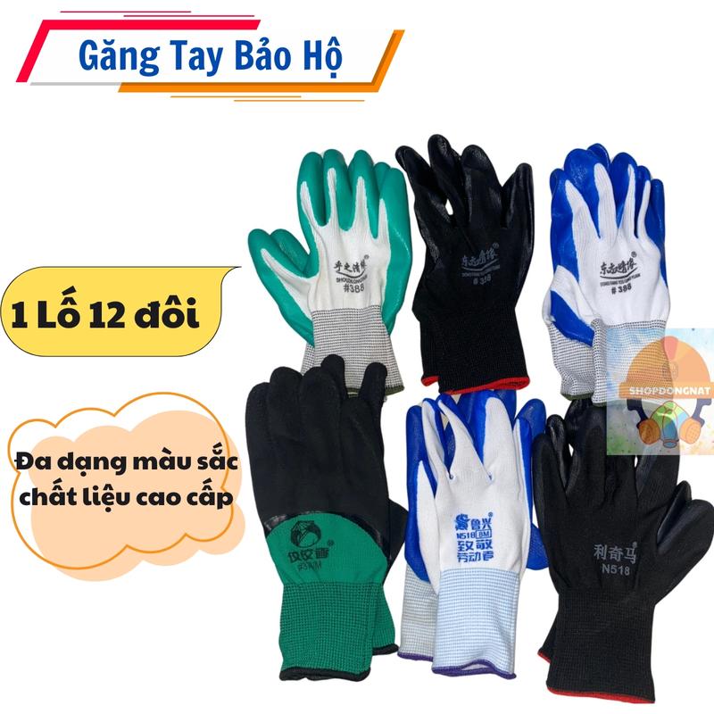 [ 12 Đôi ] Găng Tay Phủ Sơn Xanh + Đen _ Găng Tay Bảo Hộ _Chống Dầu, Hóa Chất_ Bảo Vệ Bàn Tay. bao  tay rubber