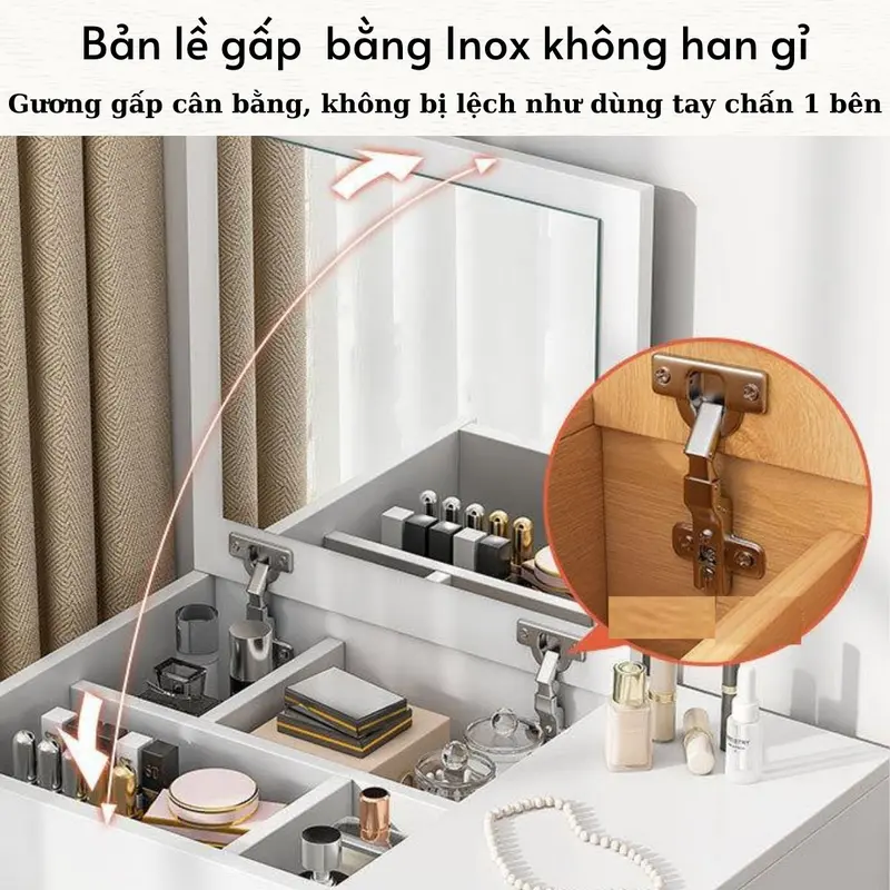 (LẮP GHÉP SẴN) Bàn trang điểm mini có gương,bàn trang điểm ngồi bệt có gương soi và ngăn đồ tiện lợi làm bàn trang điểm ngồi bệt có gương, bàn phấn có gương kết hợp làm bàn học, bàn làm việc bàn _ Vietnam Có ngăn kéo bàn  học 8