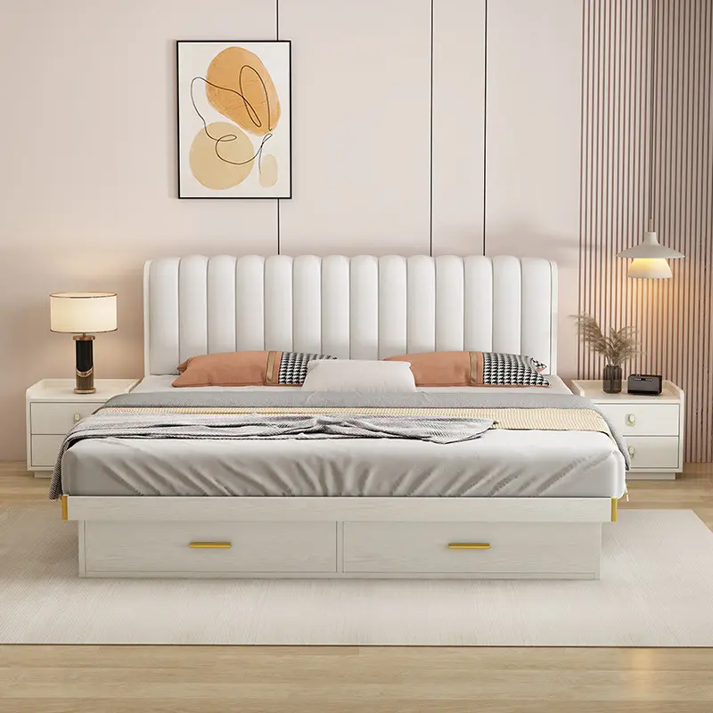 Bed High Box Storage Bed Paint-Free Board Type Small Apartment