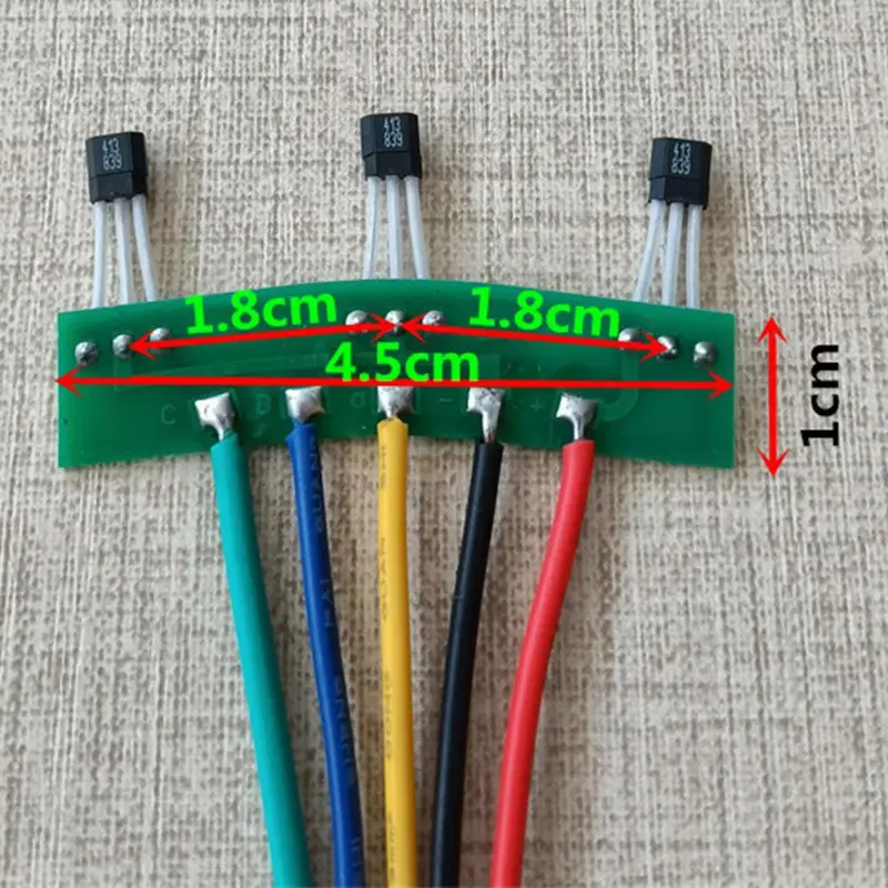 Bảng mạch cảm biến hội trường, Công cụ động cơ xe đạp Điện Cảm biến hiệu ứng hội trường tự làm, Dễ sử dụng với Cáp bảng, 120 độ, Thích hợp cho xe đạp 2