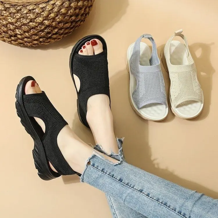 Sports plus Size Sandals Summer New Massage Lightweight Soft Comfortable Women's Flat Casual Sandals 81805 Walking Shoes Shoes rubber  sandals Footwear Girl Tactical Knee