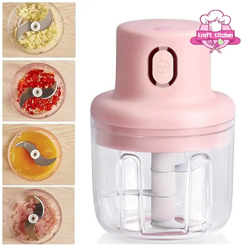 250ML Mini Electric Garlic Chopper Meat Grinder Garlic Masher Machine Multi-function Kitchen Food Processor Crushed Ginger Vegetable Crusher Baby Food Maker Cooking Machine