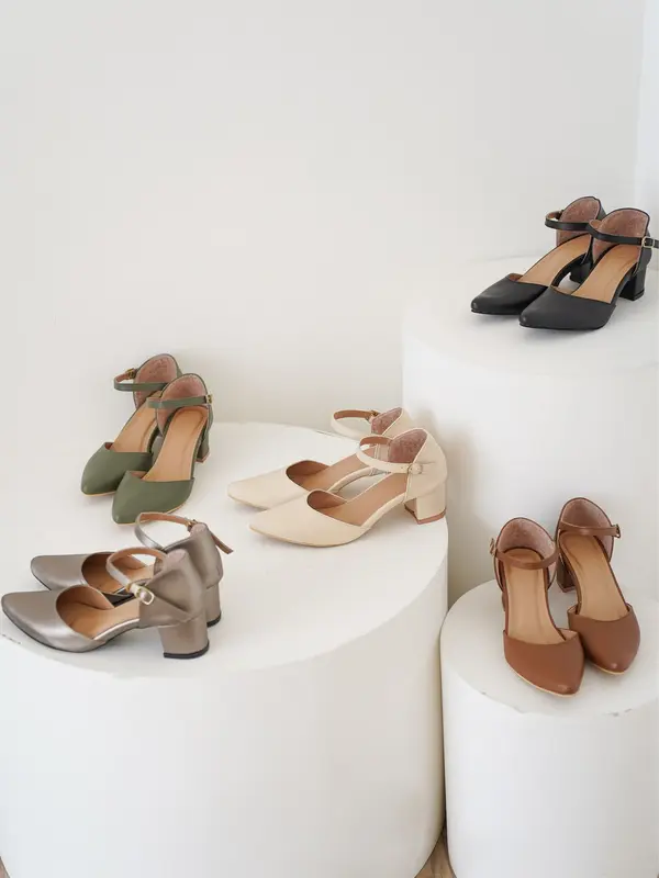 ZODE Jolene Heels - Sepatu Hak Tinggi Wanita 5 Cm - Kulit Sintetis - Black, Beige, Mocca, Army, Silver Shoes 1