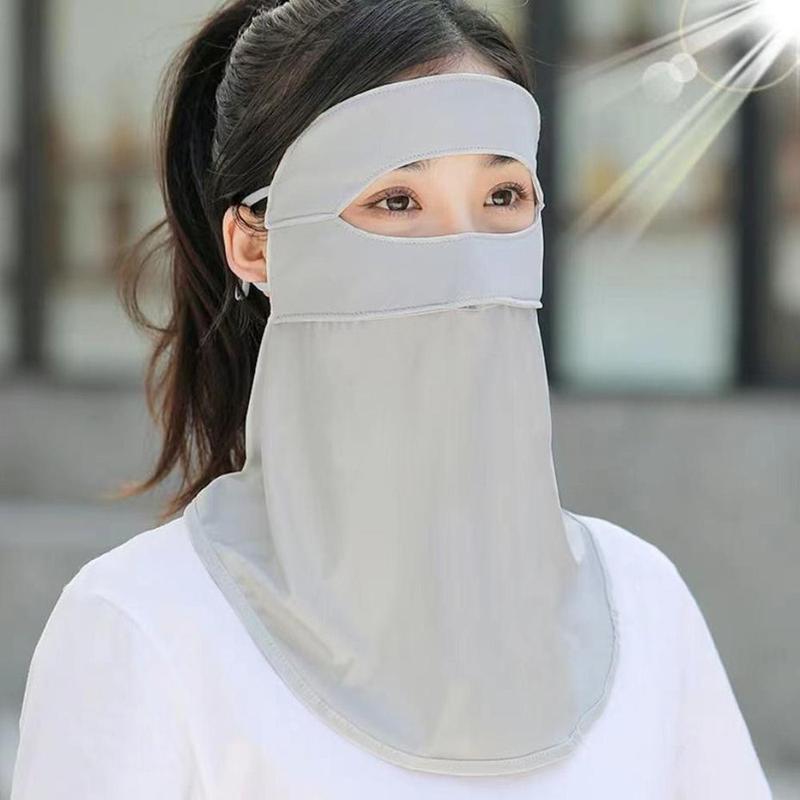 Product Introduction of New Ice Silk Mask Summer Breathable Mask UV Protection UPF50+ Sun Protective Scarf Face Neck Shoulder Anti-UV Sunscreen Shawl for Women 11