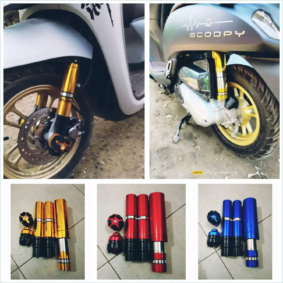 Paket komplit cover shock/penutup shockbreaker depan belakang plus Jalu as Honda Scoopy all series