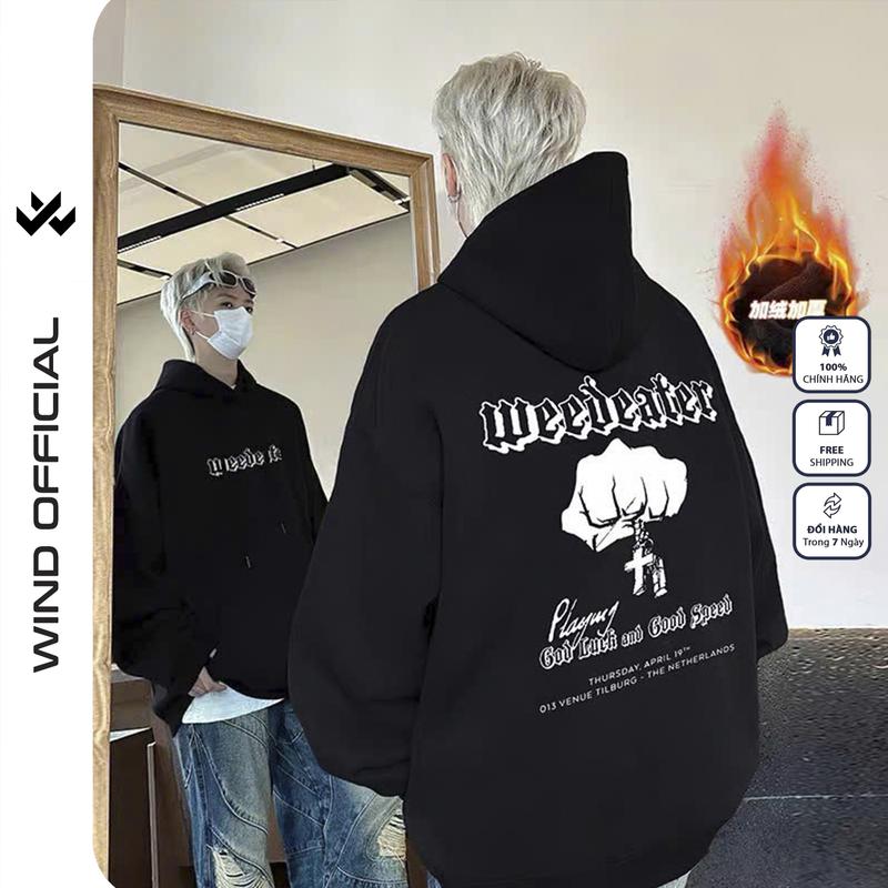 Product Introduction of Áo hoodie unisex form rộng WIND WEEDEATER hoodie nút bấm thời trang nam nữ nỉ bông oversize Menswear Dài Tay Tay Dài 6