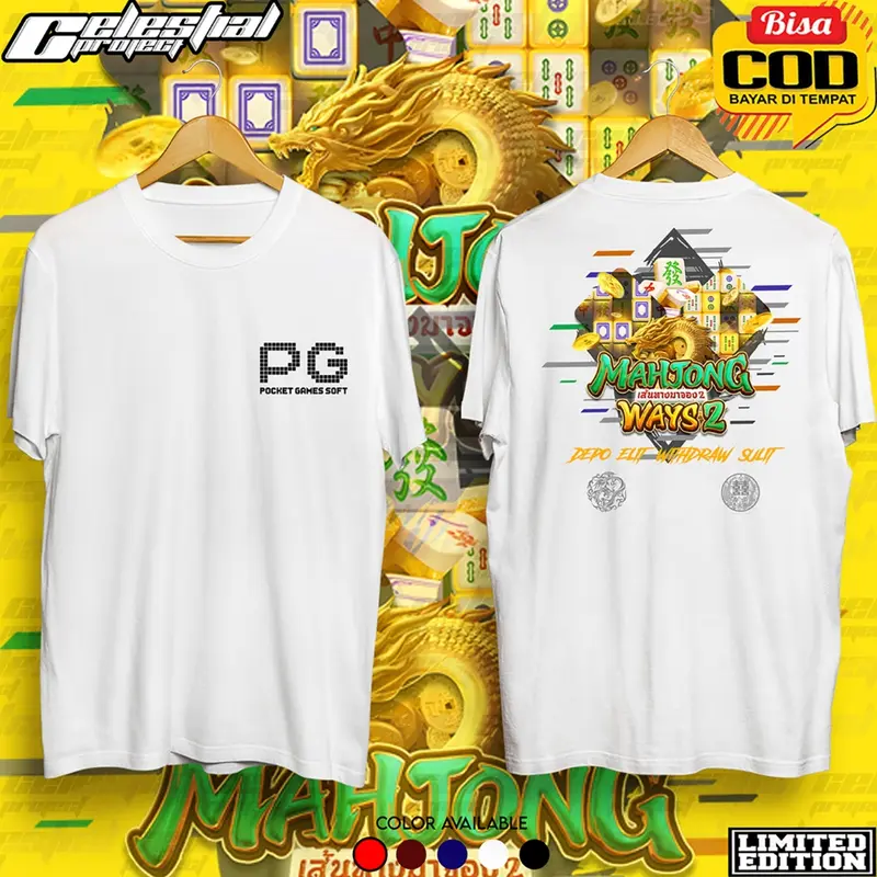 Kaos Disto Mahjong Ways 2 PG Soft / Baju PG Soft Mahjong Ways 2 / kaos distro slot PG soft Mahjong Ways pria wanita murah / Gratis ongkir / Cod Kaos distro Kaos Pragmatic Play | MAHJONG WAYS | bisa Custom nama sendiri | Baju Depo Slot /Pemuda Korban Petir 1
