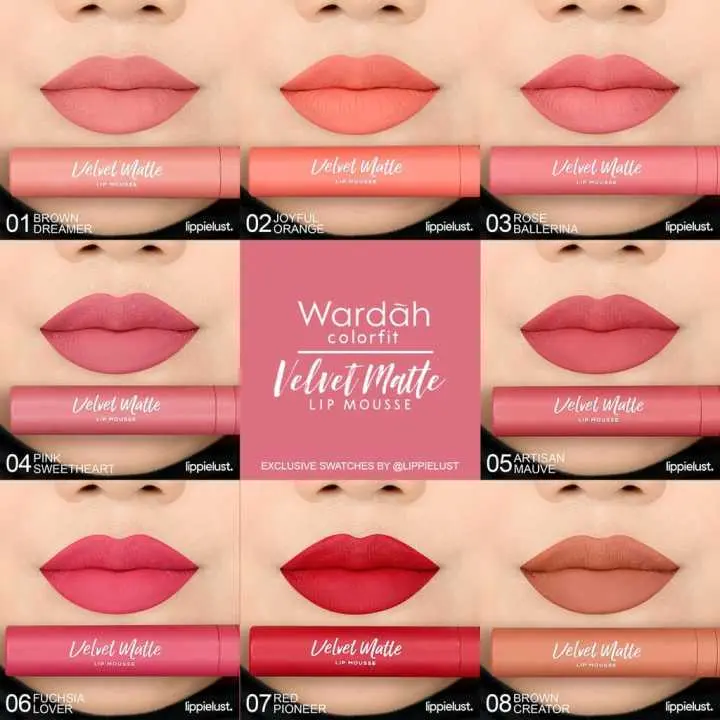 WARDAH COLORFIT VELVET MATTE LIP MOUSSE SUPER LENGKAP !!! Matte Brown 0