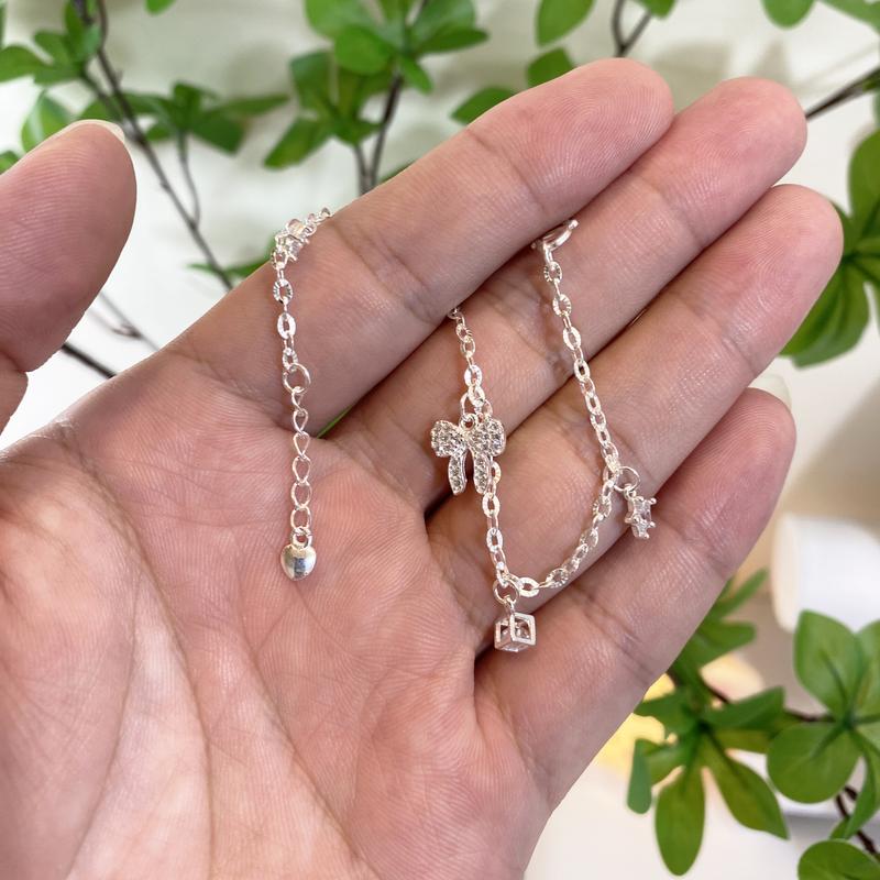 Lắc Tay Bạc Nữ, Lắc Bạc Nữ Đẹp, Lắc Bạc Dây Chữ O Phối Hoạ Tiết Nơ Xinh Xắn, Đáng Yêu, Làm Quà Tặng Đẹp, Sang Trọng [Mua Trên Live Tặng Nước Rửa Bạc] 5