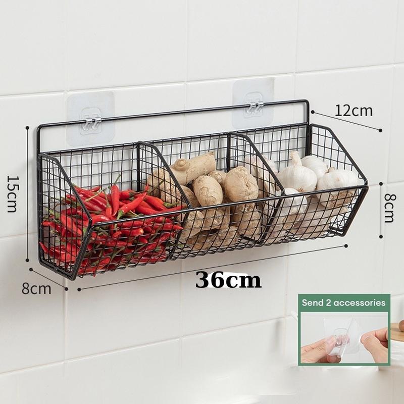 Kệ 3 Ngăn Đựng Gia Vị Hành Tỏi Đồ Khô Tiện Lợi-Kệ Để Đồ Nhà Bếp, Nhà Tắm Đa Năng Dán Tường Siêu Chắc Không Cần Khoan Đục 4