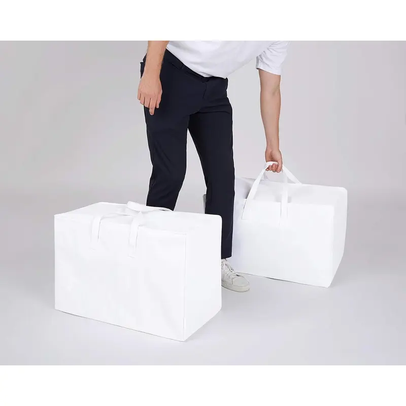 Local shipping-Eco Home Store Large Storage Bags Set of 3 White Laundry Bags UK Company Underbed Storage Bags Clothes Laundry Bags with Zips Foldable Home Organiser Clothes Storage Bags for Bedding 1