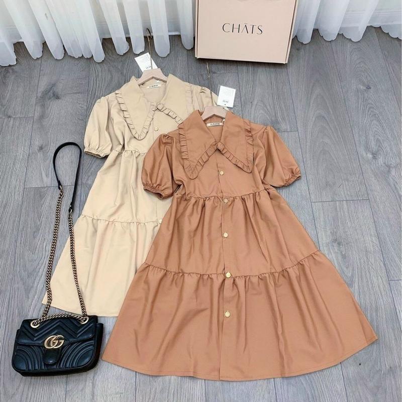 Váy babydoll kem cổ seᵰ bèo dễ thương, Đầm váy freesize babydoll cổ seᵰ 2 màu mặc đi chơi siêu đáng yêu giá siêu rẻ 5