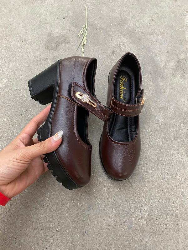 Giày nữ  cao gót  đế Pu nhẹ 7cm quai dán đính hoa Shoes Jean  size 34-41 đi tiệc 4