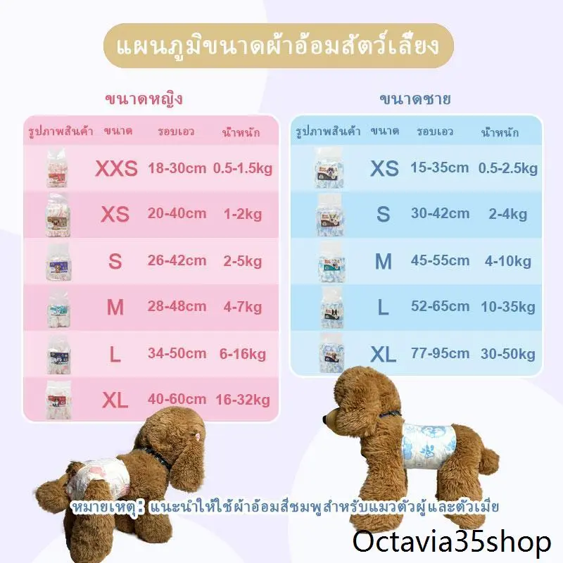 ✶ผ้าอ้อมสัตว์เลี้ยง ผ้าอ้อมสุนัข ผ้าอ้อมแมว ผ้าอ้อมสุนัขแบบใช้แล้วทิ้ง XXS XS S M L XL✼