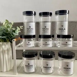 COD TOPLES BUMBU TUTUP HITAM PLASTIK STIKER PUTIH FREE LABEL STIKER ANTI AIR