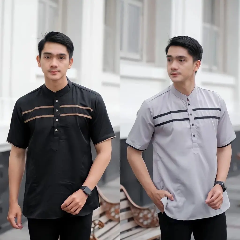 Short Sleeve Koko Kurta Shirt, Latest Adult Men's Muslim Fashion Koko Shirt, Breathable and Comfortable Fabric