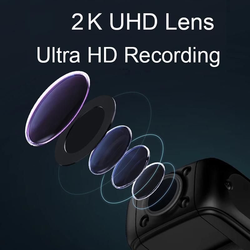 2K Ultra HD Sport Camera Wearable Portable Body Camera Infrared Night Vision Home Security Video Recorder 128G Memory Card Outdoor Camera Dash Cam Car Motorcycle 3