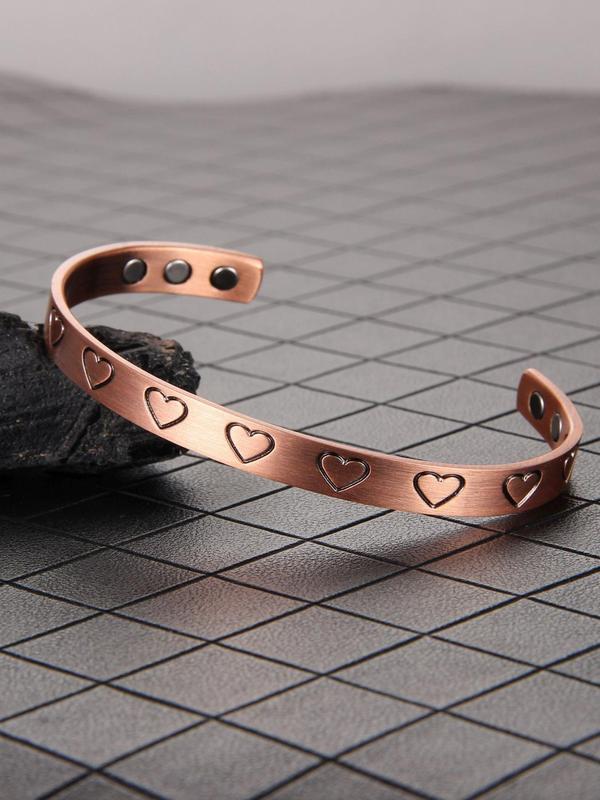 Women's Street Trend Heart Design Cuff Bangle Bracelet, Trendy Vintage Matching Bracelet, Chic Retro Jewelry As Gift for Girlfriend, Valentine's Day, Gift 8