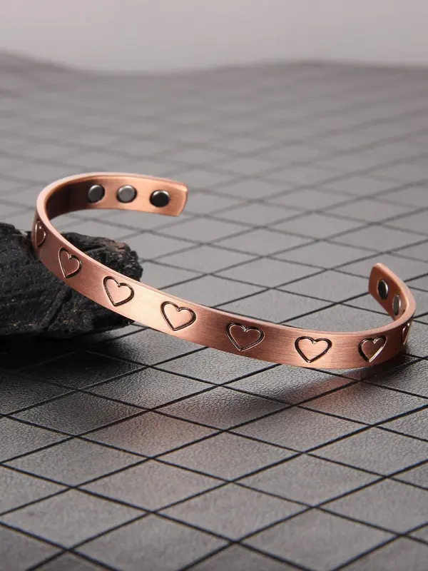 Women's Street Trend Heart Design Cuff Bangle Bracelet, Trendy Vintage Matching Bracelet, Chic Retro Jewelry As Gift for Girlfriend, Valentine's Day, Gift 8