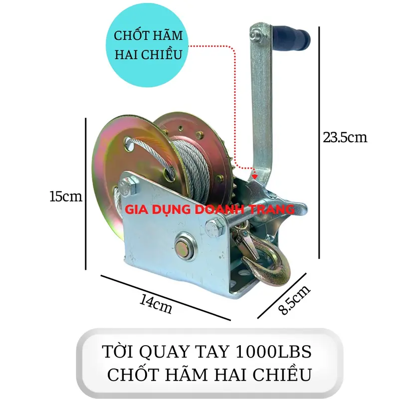 Tời qua.y tay hãm chốt hai chiều loại 600lbs - 1000lbs (TỜI HÃM CHỐT) 6