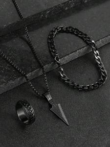 Conjunto de Joyería para Hombre Casual, Moderno y Minimalista con Collar de Cadena, Pulsera y Anillo, Set de Joyería de Moda para Fiesta, Decoración Diaria, Joyería Combinable y Exquisita para Regalo de Cumpleaños