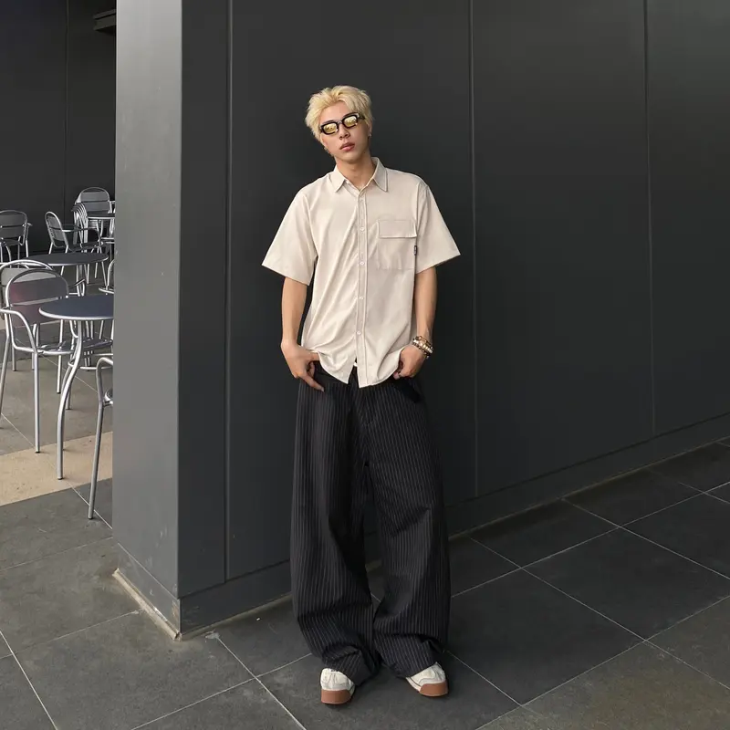 Áo sơ mi cộc tay Press Odin Club, Áo sơ mi cộc tay nam nữ unisex chất liệu vải kaki 2 da 2