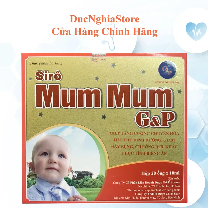 SIRO MUM MUM GP hỗ trợ giúp bé ăn ngon ngủ tốt, tăng cường hấp thu chất dinh dưỡng – hộp 20 ống Siro Ăn Ngon Cho Bé 1