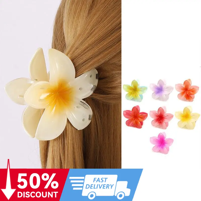 กิ๊บติดผมดอกไม้ Plumeria เครื่องประดับผมหางม้าสุภาพสตรี สีสดใส