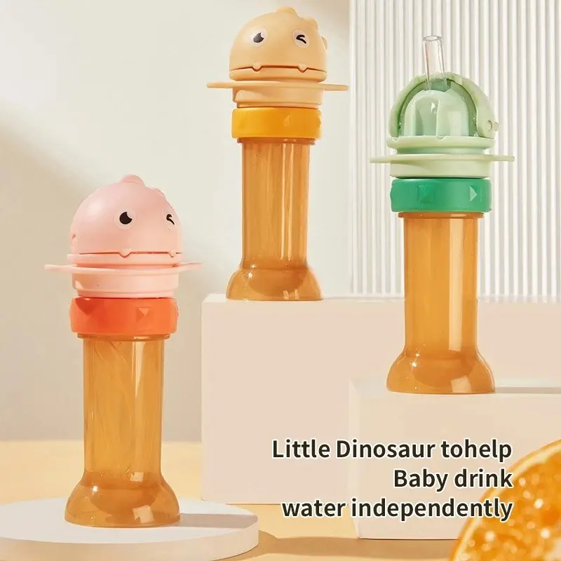 Portable straw converter CHILDREN'S Dinosaur Straw Cap Anti-choking Baby Straw Universal Mineral Water Bottle Cap Straw with Converter Head portable  straw milk  powder
