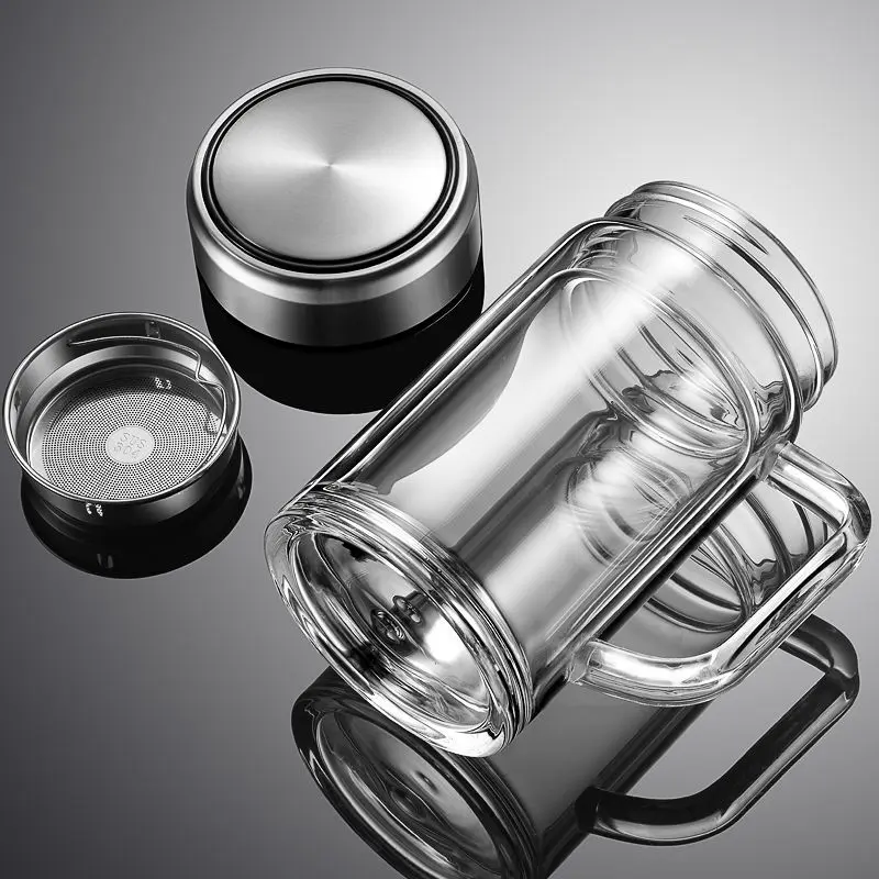 [Giá Sốc] Cốc thủy tinh hai lớp pha trà BT0022, Cốc pha trà thủy tinh có lõi lọc, Dung tích 350ml-550ml 1