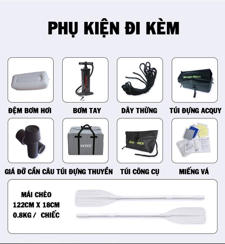 Thuyền bơm hơi MARINER 3-4 người CAO CẤP chống lật INTEX 68373 68376 bảo hành 12 tháng Cao Su Sport 7