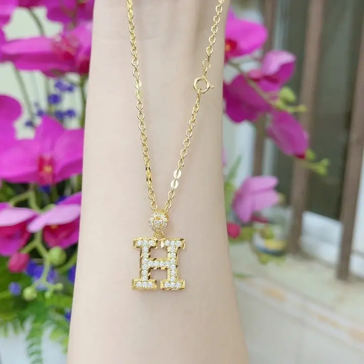 Dây chuyền chữ H dài 50 cm sang chảnh hàng mạ vàng 18kara