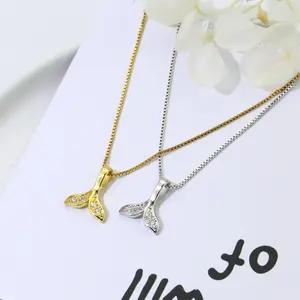 Mermaid - Necklace Kalung Rantai Titanium Aesthetic Silver Gold Perak Emas dengan Liontin Bentuk Ekor Mermaid Putri duyung Aksen Diamond Berlian Aksesoris Perhiasan Fashion Wanita Korean Japan Style