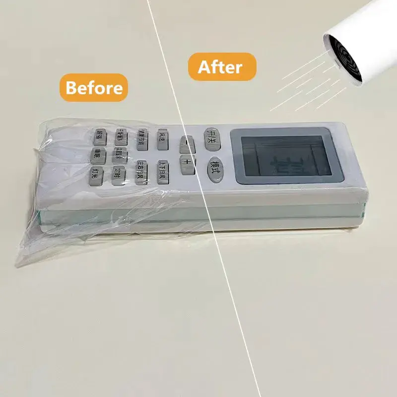 Túi màng co, trong suốt, vỏ chống bụi, cho điều khiển từ xa TV và điều hòa không khí, tấm nhựa co, có kích thước S / L 1