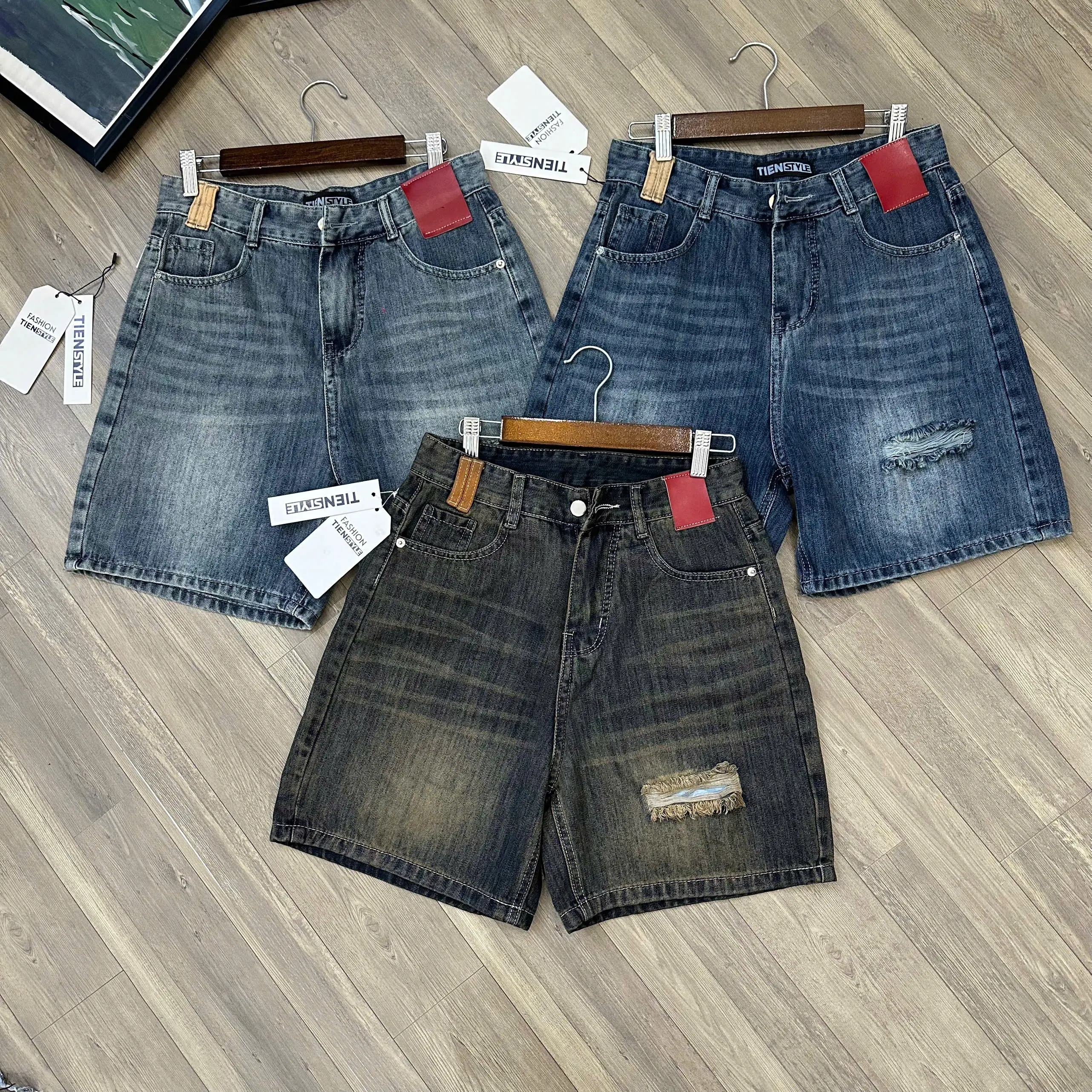 Quần Jean Ngố Mạc Đỏ Đai Nâu Bigsize 80kg - Vải Jean QC Cotton Không Giãn