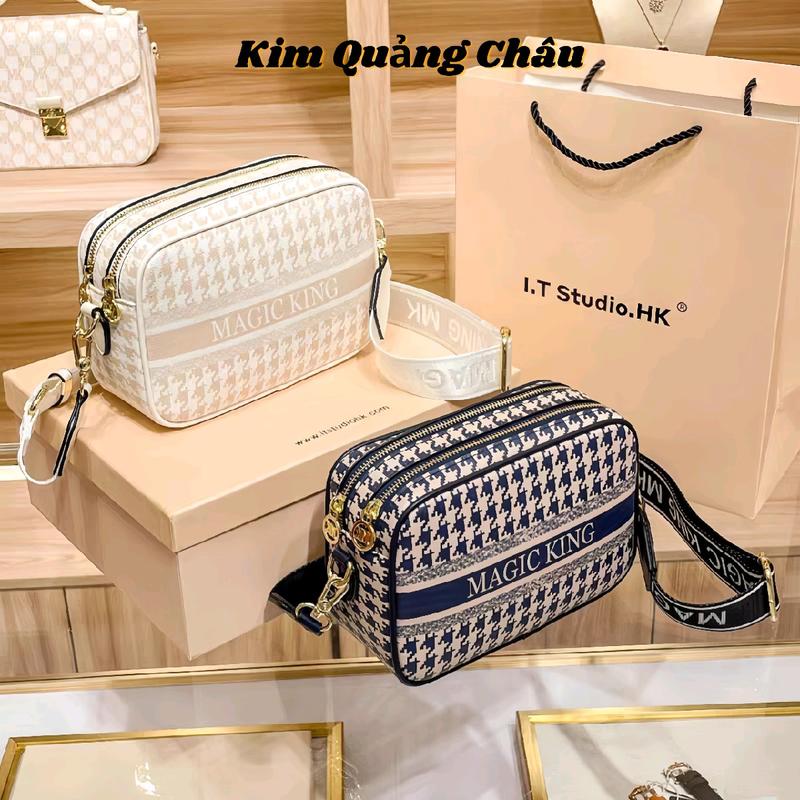 Túi Xách Da Đeo Chéo Đeo Vai Cho Nữ Đi Học, Đi Chơi, Đi Dự Tiệc - Quảng Châu Bag Len Sọc Lady