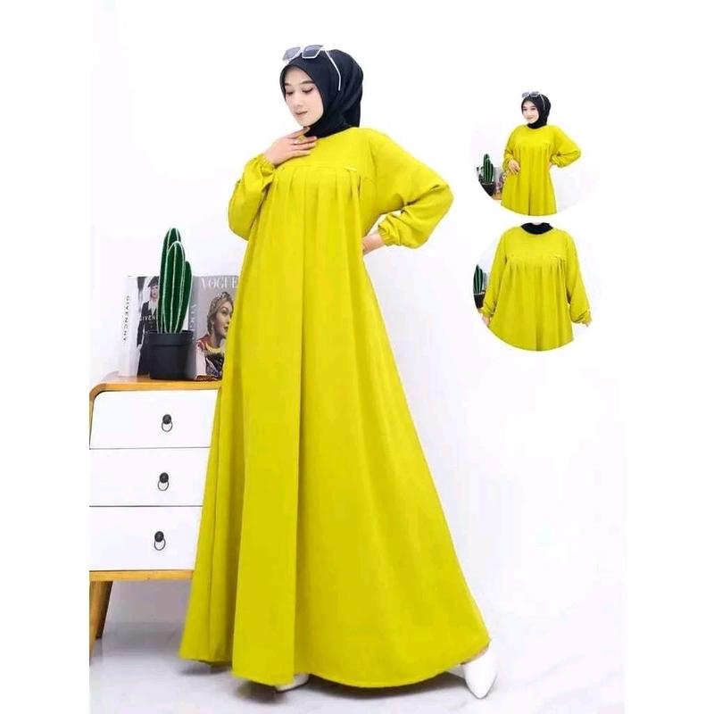Gamis Aufa Airflow dress Aufa Busui Jumbo Termurah gamis polos LD125cm Lebaran 2