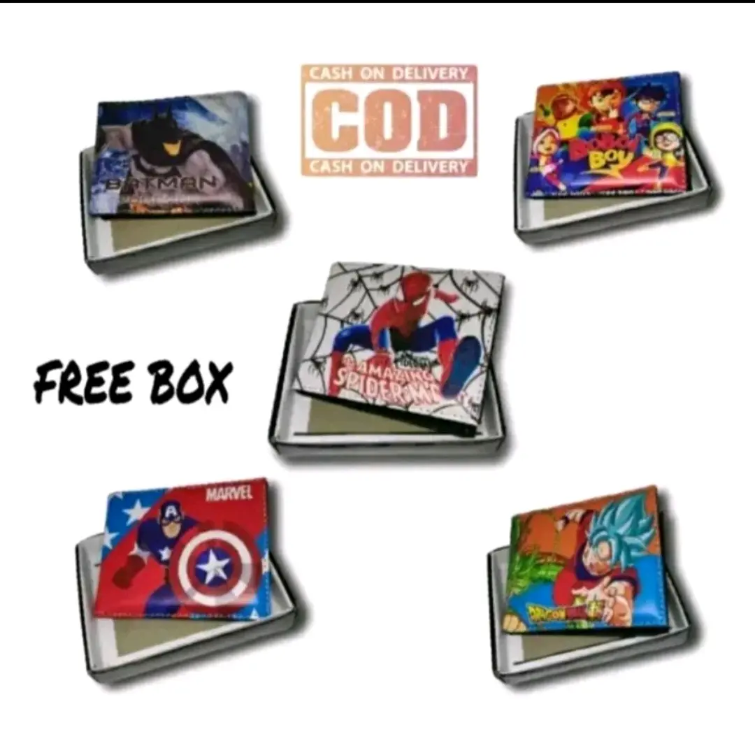 Dompet anak laki lak Dompet anak karakter dompet anak kulit sintetis dompet Karakter Kartun FREE BOX Pria