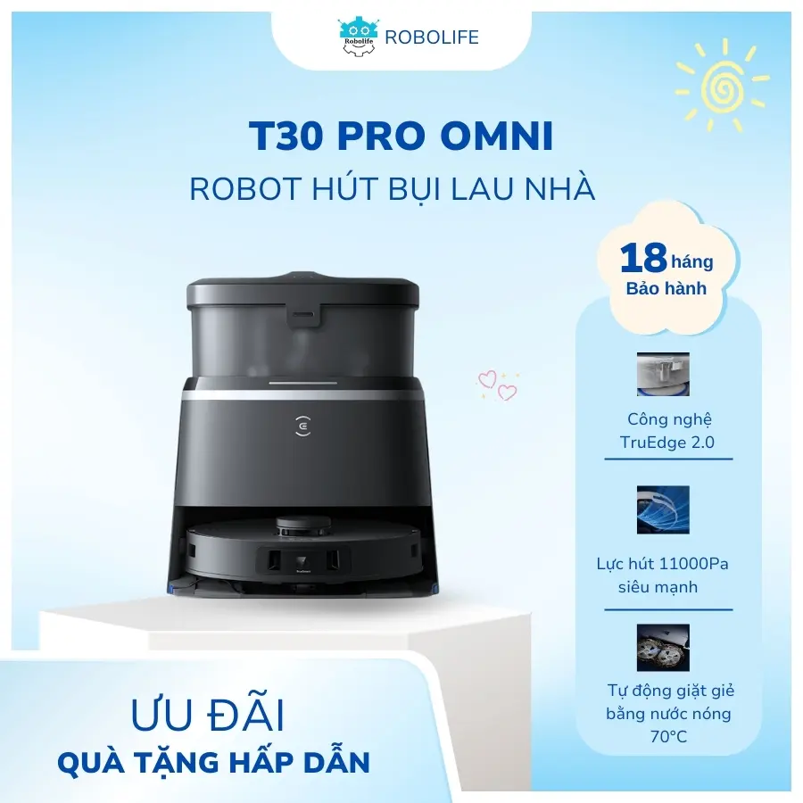 Robot hút bụi lau sàn Ecovacs T30 Pro Omni Bản 2025